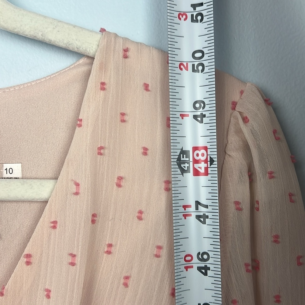 Taylor size 10 long sleeve tiered pink v neck belted maxi dress - Picture 8 of 10